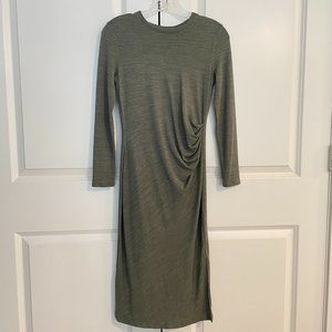 NWOT Banana Republic Long-Sleeved Sheath Midi Dress (Petite XXS, Olive Green)